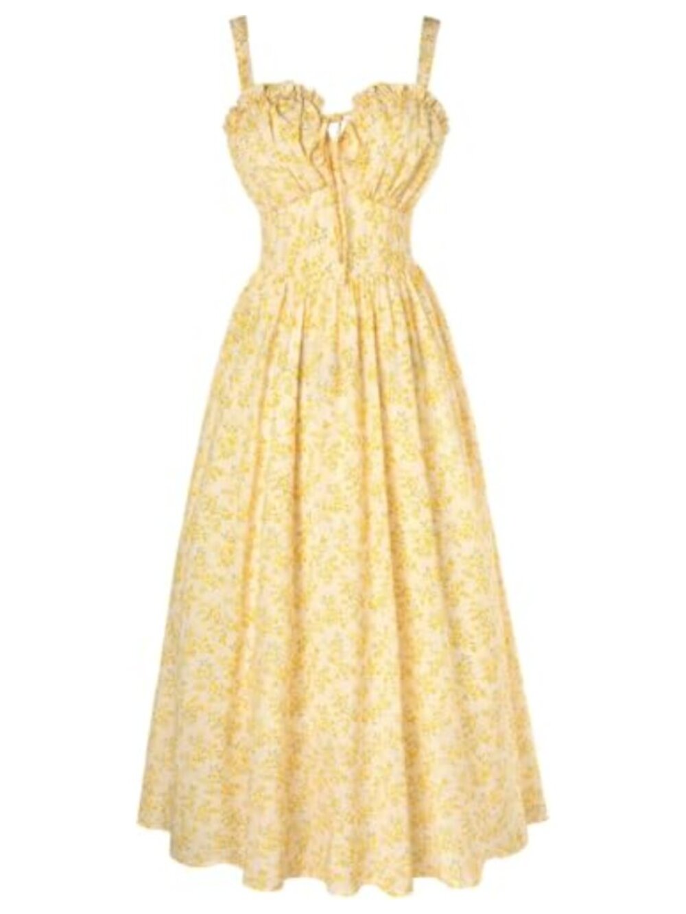 Floral Corset Sundress Women Summer A-Line Midi Sleeveless Cottagecore Square
